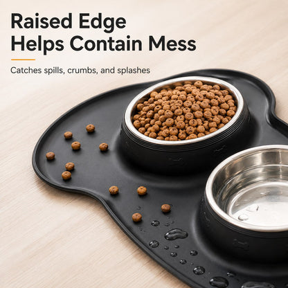 Ortekor Spill-Proof Dual Pet Bowl for Cats & Dogs - Mess-Free Food & Water Station for Cleaner Floors