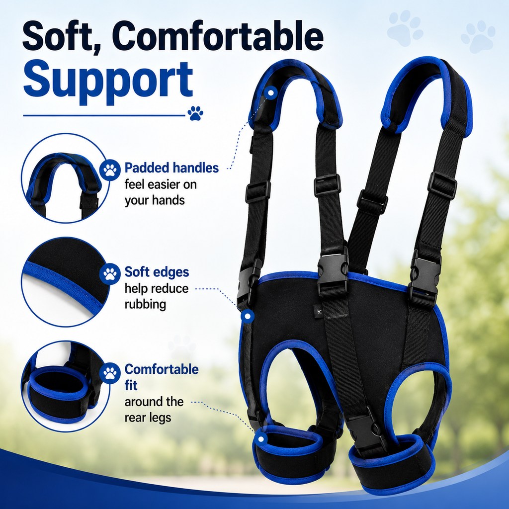 Ortekor Rear Leg Support Sling for Dogs - Lift Assist Harness for Senior Dogs on Stairs, Cars & Daily Walks