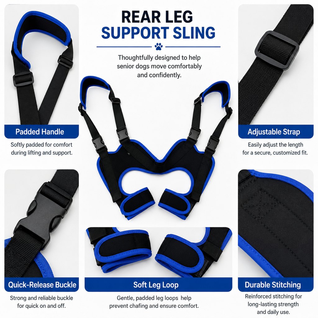 Ortekor Rear Leg Support Sling for Dogs - Lift Assist Harness for Senior Dogs on Stairs, Cars & Daily Walks