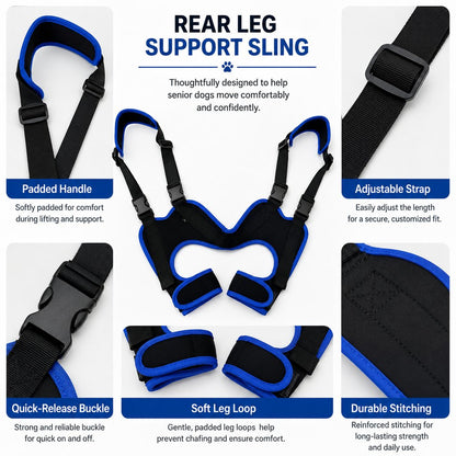 Ortekor Rear Leg Support Sling for Dogs - Lift Assist Harness for Senior Dogs on Stairs, Cars & Daily Walks