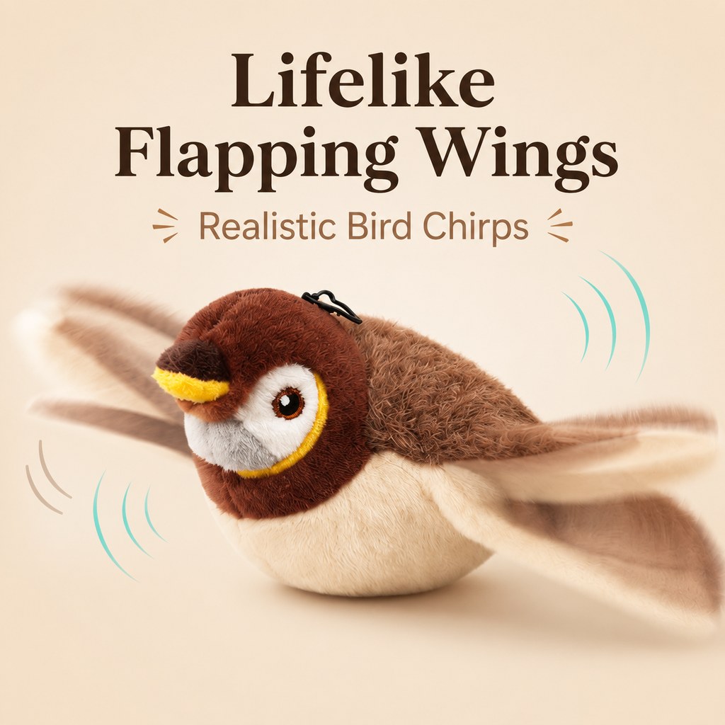 Ortekor Rechargeable Interactive Cat Toy - Flapping Bird, Plush Animal & Motion Activated Toys for Indoor Cats