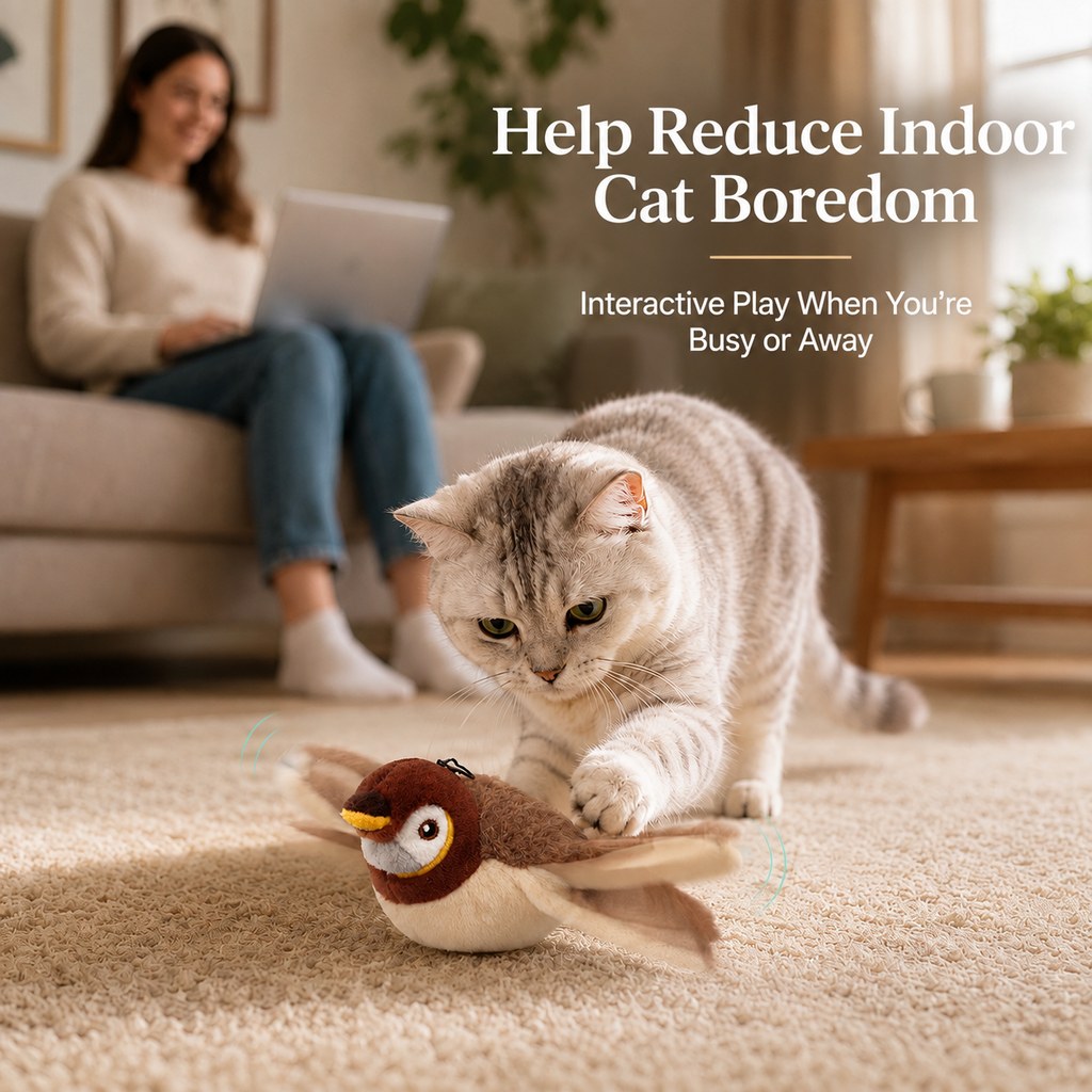 Ortekor Rechargeable Interactive Cat Toy - Flapping Bird, Plush Animal & Motion Activated Toys for Indoor Cats