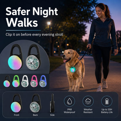 Ortekor Rechargeable Clip-On LED Dog Safety Light for Night Walks - Keeps Pets Visible During Evening Walks, Jogging & Outdoor Adventures