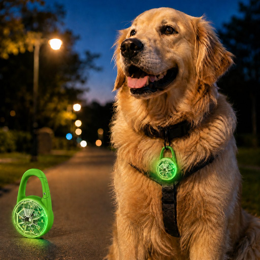 Ortekor Rechargeable Clip-On LED Dog Safety Light for Night Walks - Keeps Pets Visible During Evening Walks, Jogging & Outdoor Adventures