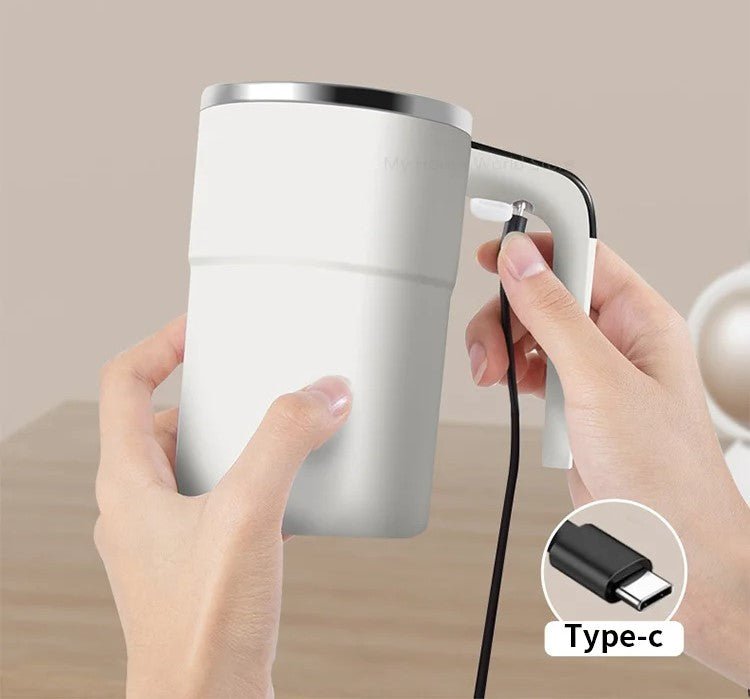 Automatic Battery-Powered Travel Mug with Magnetic Mixer & LED Temp Display for Hot Beverages Anywhere