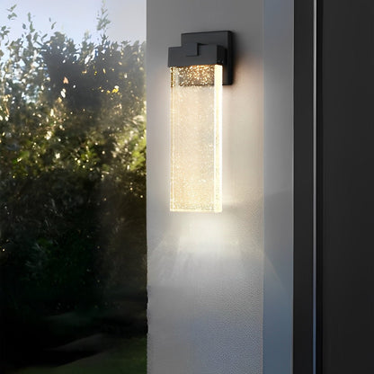 Outdoor Sconce with Crystal Diffuser – Black Aluminum, Warm White LED, Waterproof for Front Door, Patio, Garden Path & Driveway – Three Size