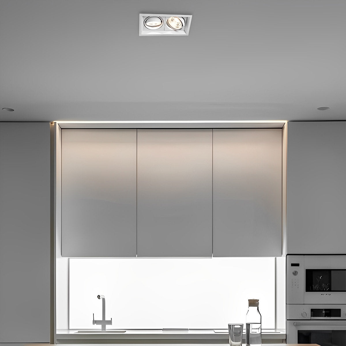 Dual-Head Adjustable LED Flush Mount Ceiling Light 9 in Aluminum Directional Spotlight with Three Color Temperatures for Kitchen Living Room