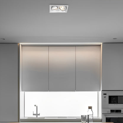 Dual-Head Adjustable LED Flush Mount Ceiling Light 9 in Aluminum Directional Spotlight with Three Color Temperatures for Kitchen Living Room