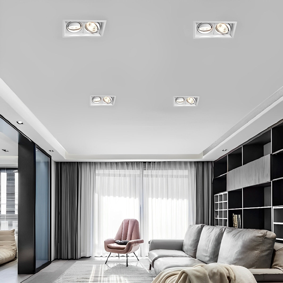 Dual-Head Adjustable LED Flush Mount Ceiling Light 9 in Aluminum Directional Spotlight with Three Color Temperatures for Kitchen Living Room