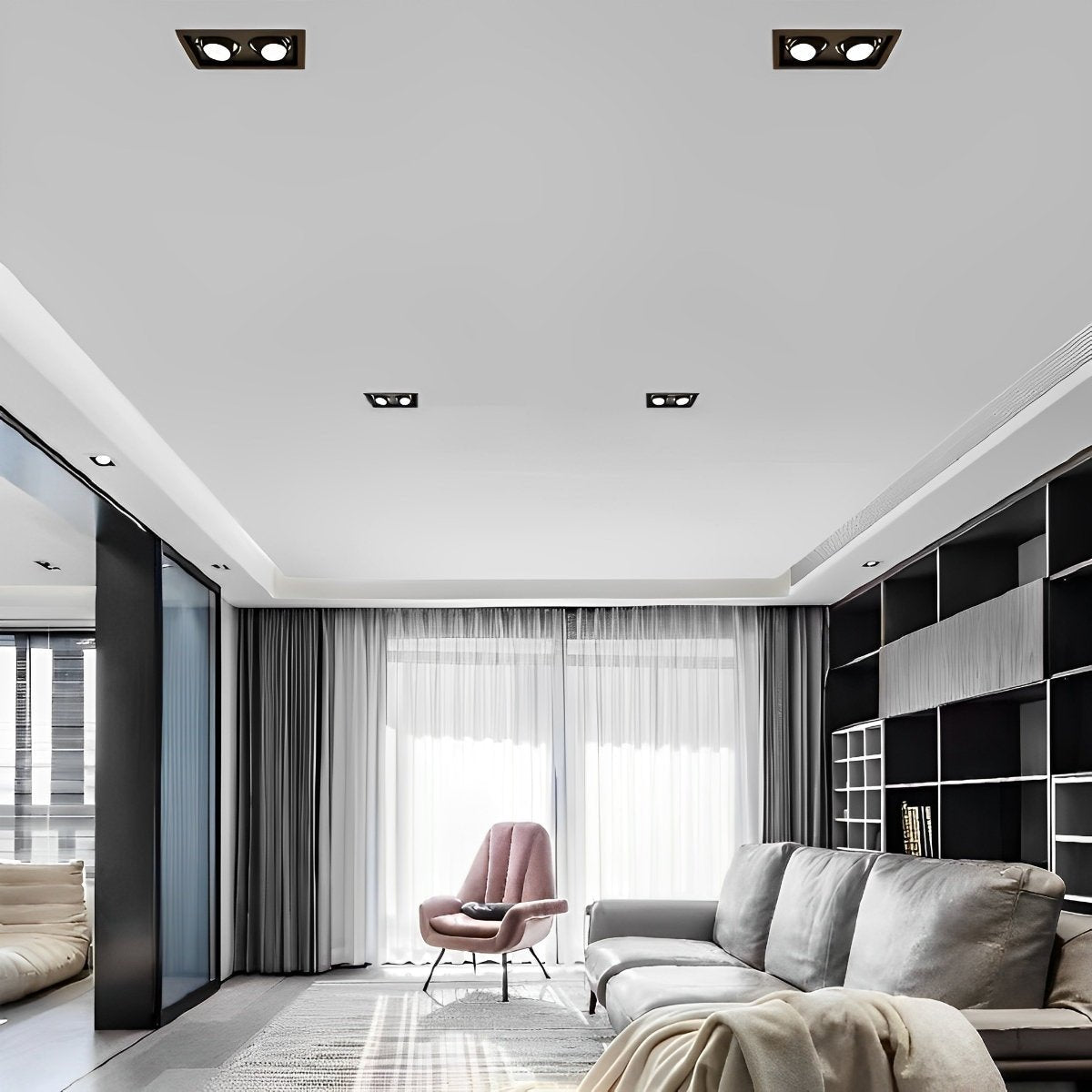 Dual-Head Adjustable LED Flush Mount Ceiling Light 9 in Aluminum Directional Spotlight with Three Color Temperatures for Kitchen Living Room