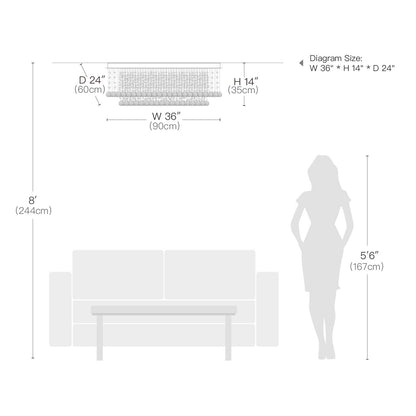 Tiered Glass Crystal Flush Mount Ceiling Light for Dining Room, Bedroom & Kitchen – Stainless Steel Frame, GU10 LED Compatible