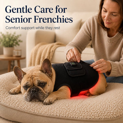 Ortekor FrenchieGlow Red Light Comfort Vest for French Bulldogs - USB-Powered or Built-In Battery At-Home Back, Belly & Hip Comfort After Walks, Stairs & Playtime