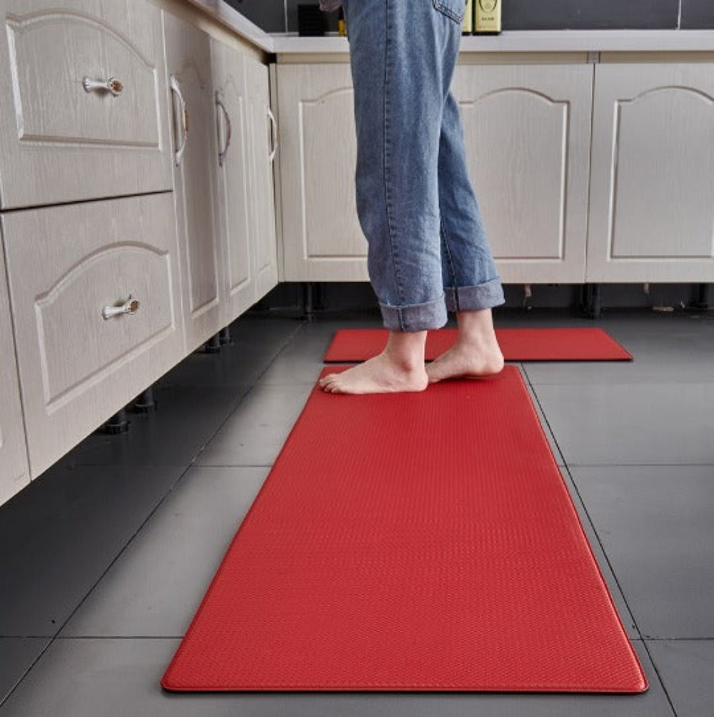 Cushioned Floor Runner Red 47×18 Inch for Kitchen Standing Workspace Office Sink Area Anti-Slip Water-Resistant Foam Padding Home Relief