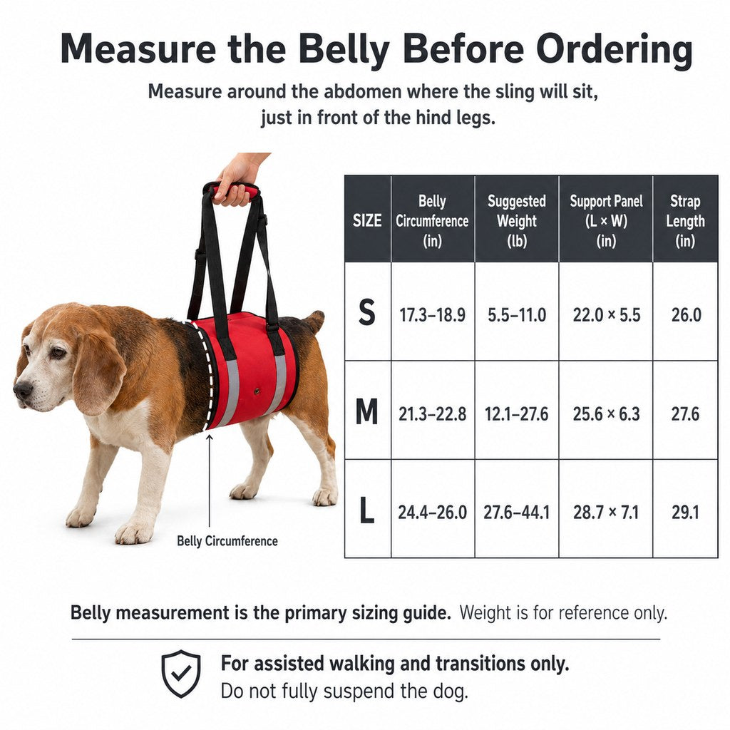 Ortekor Reflective Dog Lift Support Sling - Belly Assist for Dogs with Limited Mobility on Stairs, Walks & Car Entry