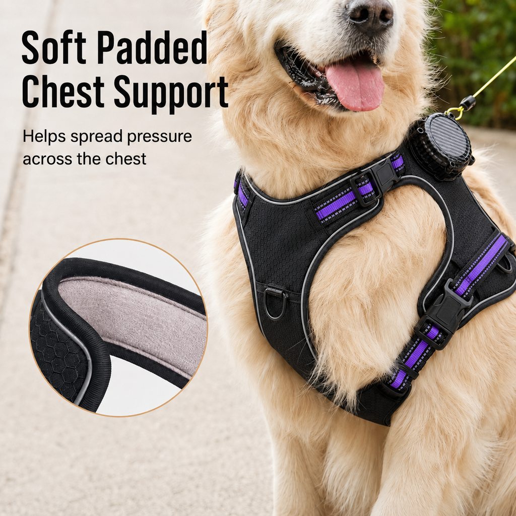 Ortekor 2-in-1 Reflective Dog Harness with Built-In Retractable Leash for Daily Walks - Close Control for Pulling Dogs