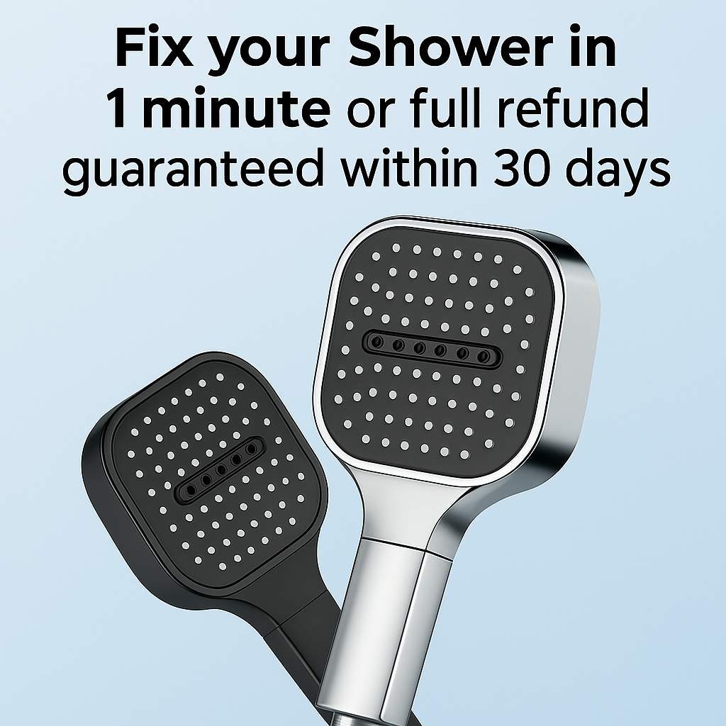 Filtered Handheld Showerhead with Pressure-Boosting Technology for Weak Water Flow – Multi-Spray Modes, Universal Fit, Tool-Free Setup for M