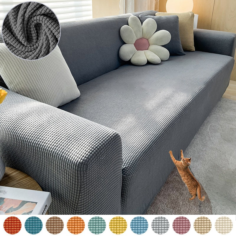Stretch Sofa Cover Slipcover with Non-Slip Foam Strips for Living Room Furniture Protection