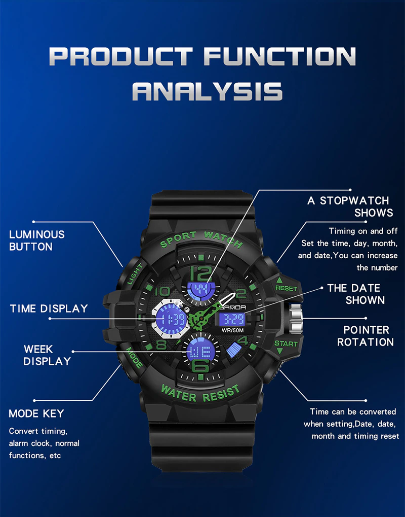 Adventure Gear | Military Digital Watch with Waterproof Design | Durable Timepiece for Outdoor Enthusiasts