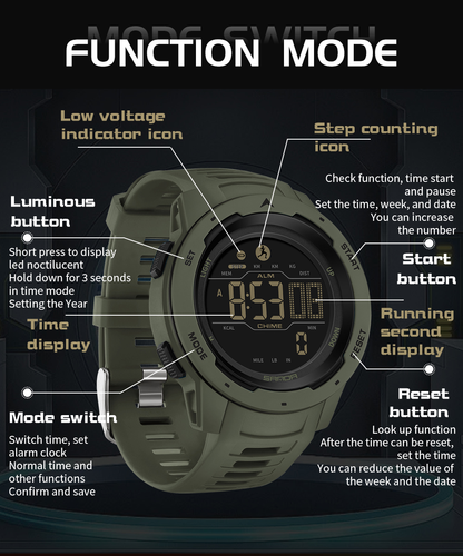 Outdoor Explorer | Digital Step Counter Watch with Waterproof Design | Ideal for Fitness Tracking