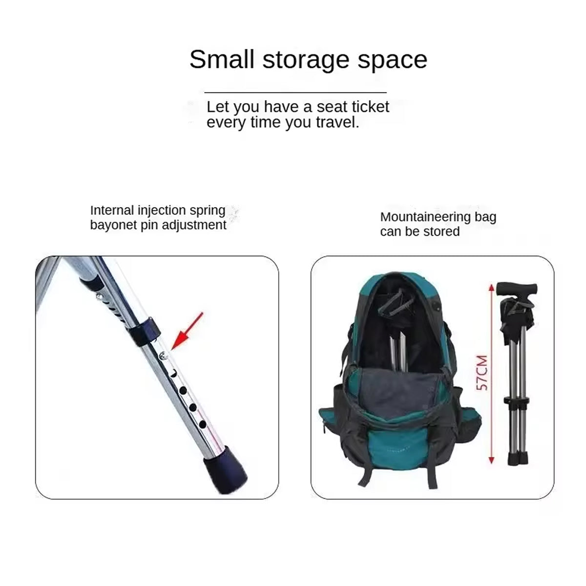 Folding Walking Cane with Built-In Seat – Adjustable Height Mobility Aid & Portable Stool for Seniors, Travel & Outdoor Use
