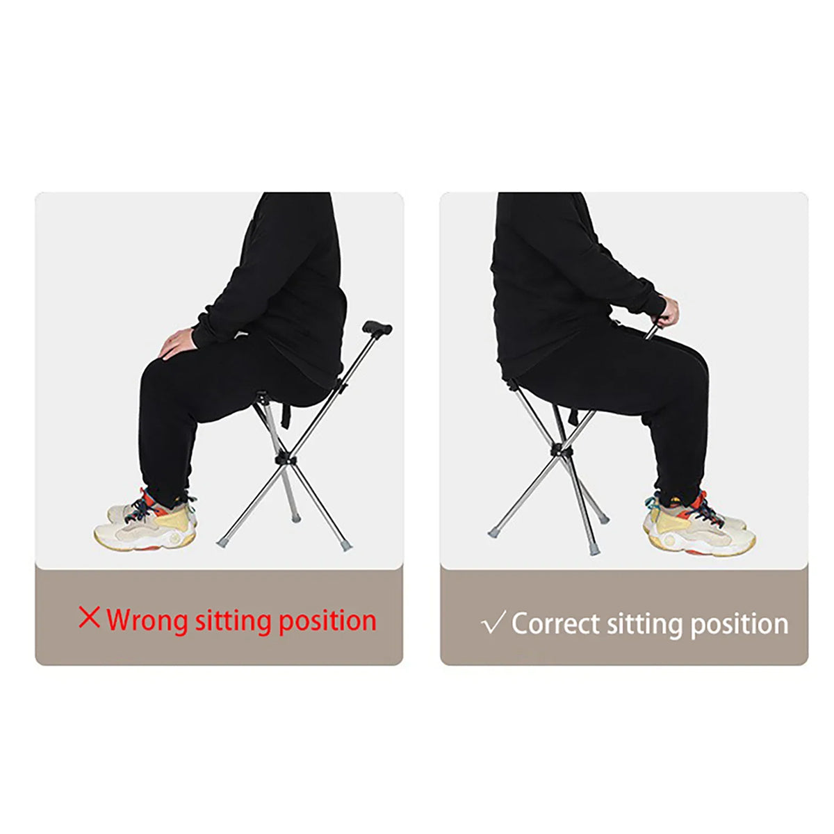 Folding Walking Cane with Built-In Seat – Adjustable Height Mobility Aid & Portable Stool for Seniors, Travel & Outdoor Use