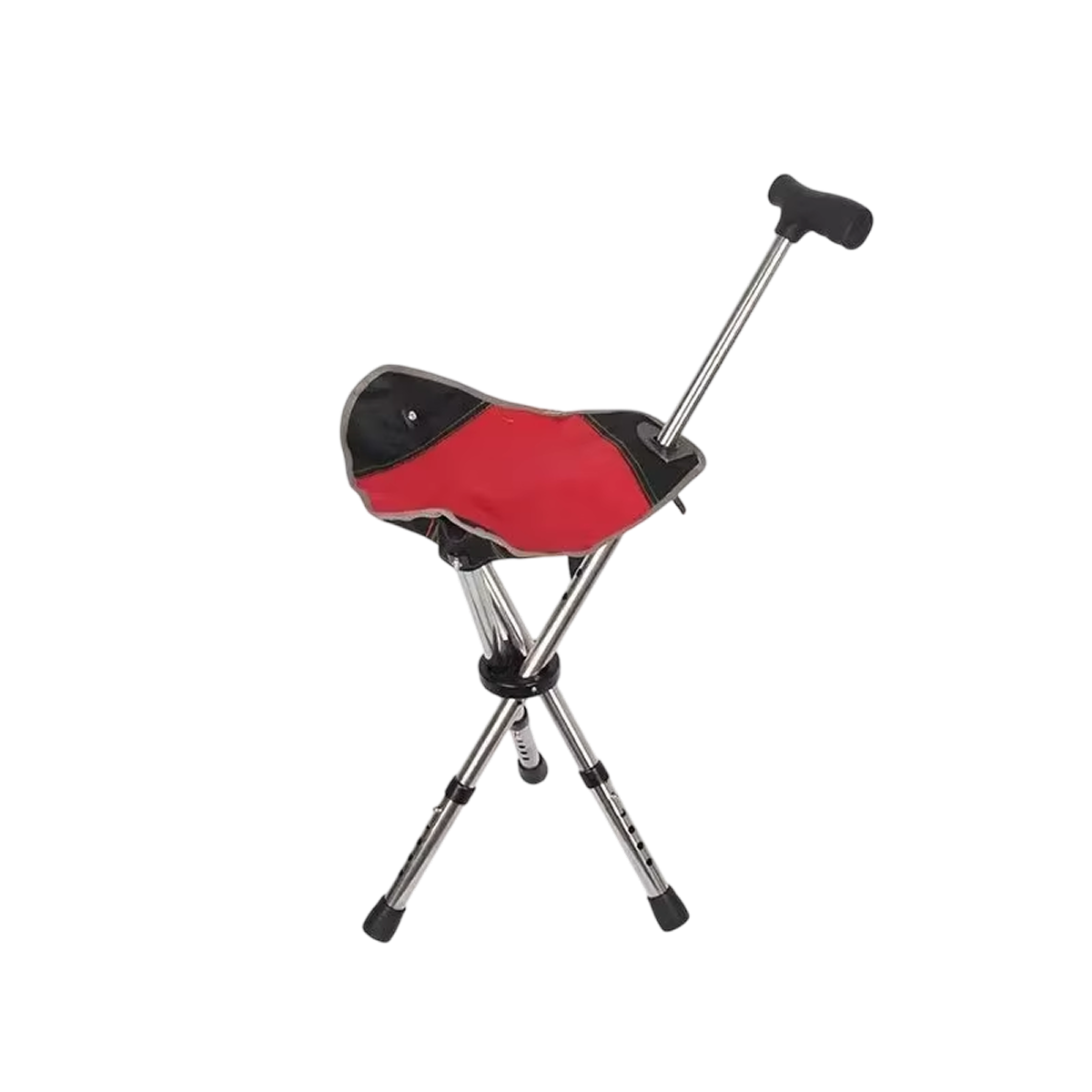 Folding Walking Cane with Built-In Seat & Tripod Base – Adjustable Height 22-34 in, Supports 287 lb, Lightweight 2.4 lb Aluminum Portable