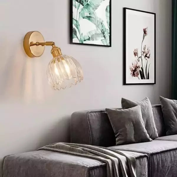 Floral Glass Sconce E26 Base 4.7 in Shade Bedroom Hallway Accent Light Fixture Metal Frame Classic Style for Living Room Bedside Mirror Corr