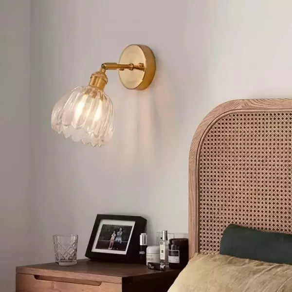 Floral Glass Sconce E26 Base 4.7 in Shade Bedroom Hallway Accent Light Fixture Metal Frame Classic Style for Living Room Bedside Mirror Corr