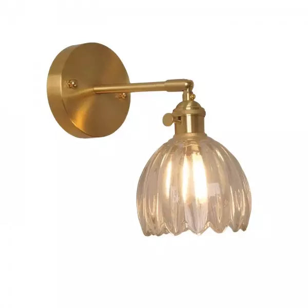 Floral Glass Sconce E26 Base 4.7 in Shade Bedroom Hallway Accent Light Fixture Metal Frame Classic Style for Living Room Bedside Mirror Corr