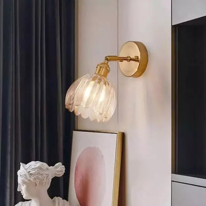 Floral Glass Sconce E26 Base 4.7 in Shade Bedroom Hallway Accent Light Fixture Metal Frame Classic Style for Living Room Bedside Mirror Corr