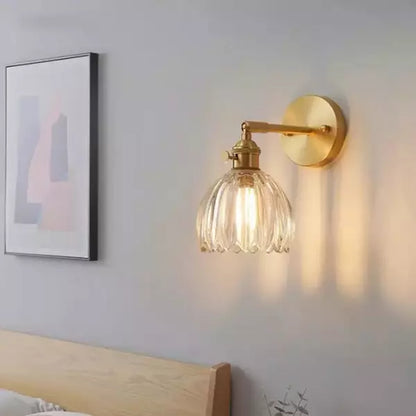 Floral Glass Sconce E26 Base 4.7 in Shade Bedroom Hallway Accent Light Fixture Metal Frame Classic Style for Living Room Bedside Mirror Corr