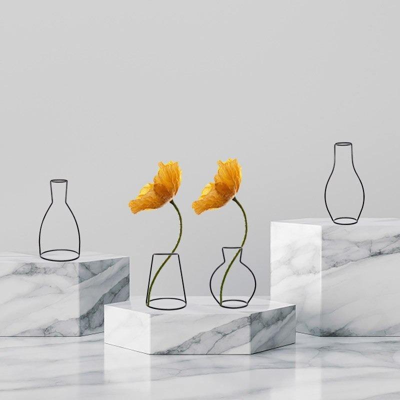 Sleek Iron Line Vase Stand