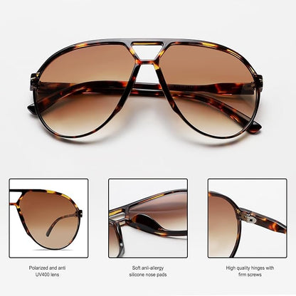 Square Aviator Sunglasses UV400 Protection Unisex Lightweight Retro Eyewear for Men Women Outdoor Beach Driving Everyday Style