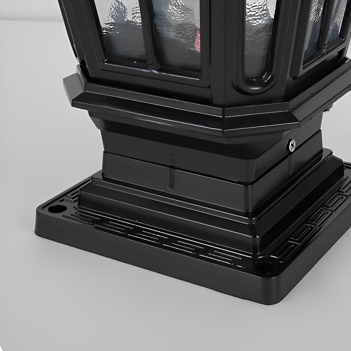 Solar Fence Post Light Cast Aluminum 17 in Tall Warm LED Lantern Waterproof for Driveway Patio Pillar Garden Pathway Gate Post Outdoor Light