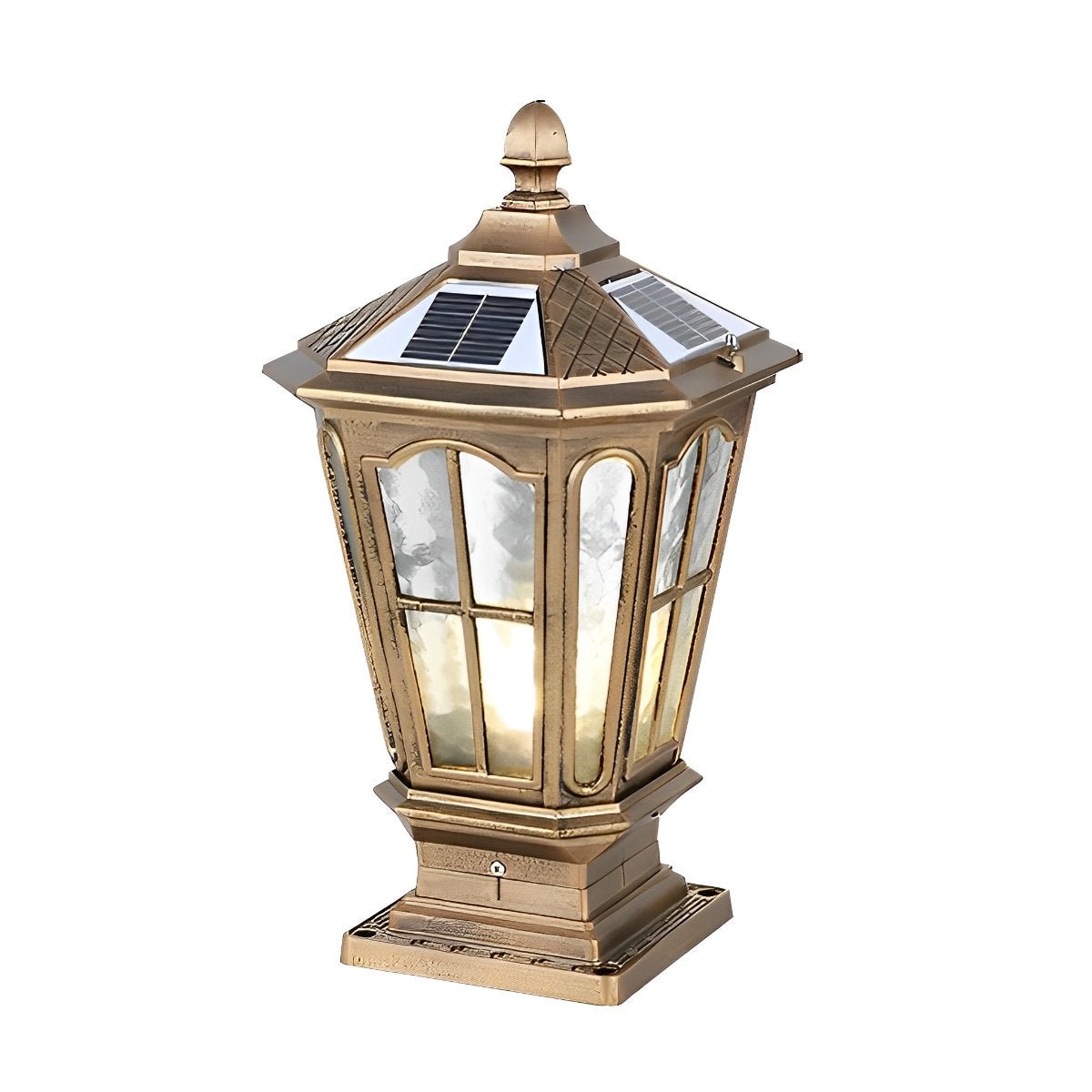 Solar Fence Post Light Cast Aluminum 17 in Tall Warm LED Lantern Waterproof for Driveway Patio Pillar Garden Pathway Gate Post Outdoor Light
