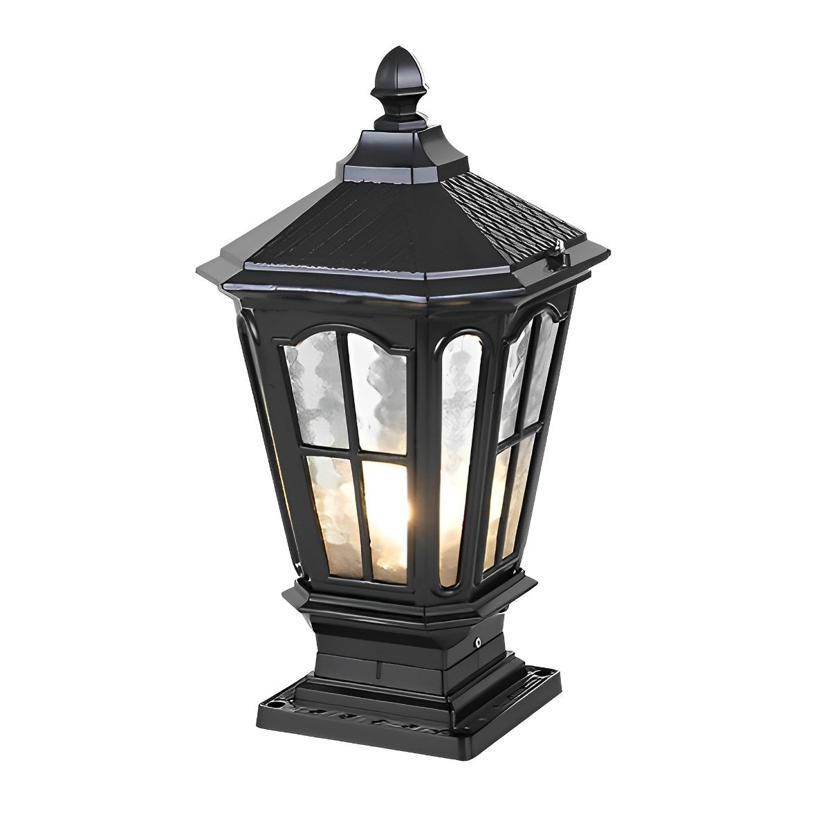 Solar Fence Post Light Cast Aluminum 17 in Tall Warm LED Lantern Waterproof for Driveway Patio Pillar Garden Pathway Gate Post Outdoor Light