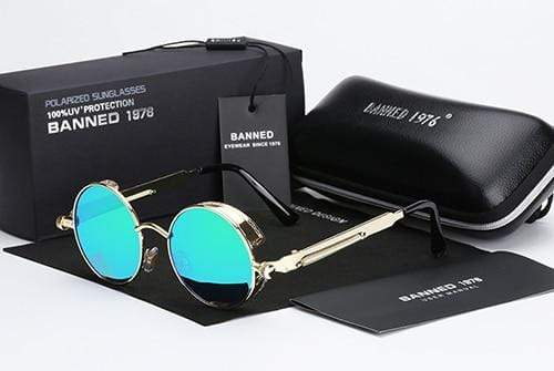 Vintage Round Metal Sunglasses with Polarized UV Protection for Men – Retro Circle Frame Shades with Industrial Accents