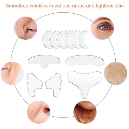 Overnight Facial Smoothing Pads Reusable Medical Grade Silicone Forehead Eye Cheek Chest Line Reducer Anti Aging Skincare Kit
