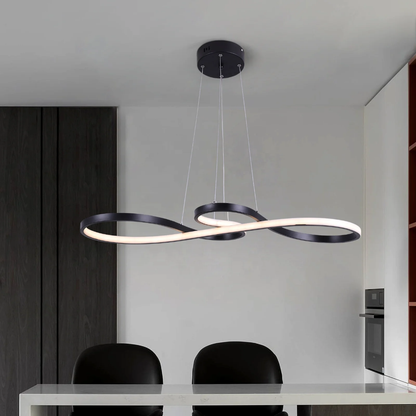 Circular Aluminum Ceiling Fixture Dimmable LED 30 in Ring Hanging Light for Dining Table Kitchen Island Modern Overhead Chandelier with Remo