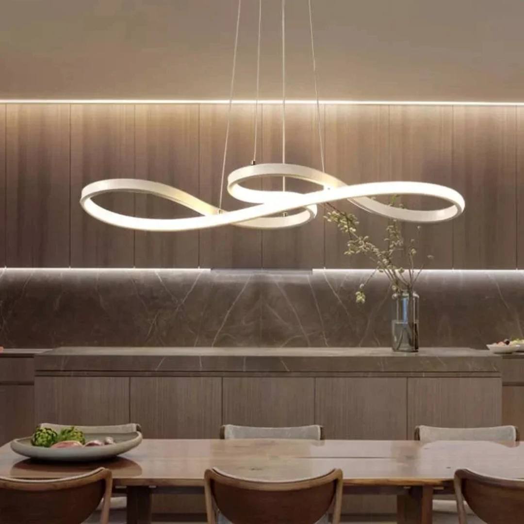 Circular Aluminum Ceiling Fixture Dimmable LED 30 in Ring Hanging Light for Dining Table Kitchen Island Modern Overhead Chandelier with Remo