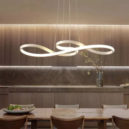 Circular Aluminum Ceiling Fixture Dimmable LED 30 in Ring Hanging Light for Dining Table Kitchen Island Modern Overhead Chandelier with Remo