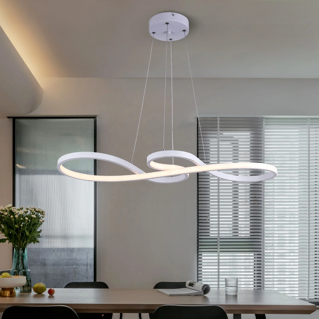 Circular Aluminum Ceiling Fixture Dimmable LED 30 in Ring Hanging Light for Dining Table Kitchen Island Modern Overhead Chandelier with Remo