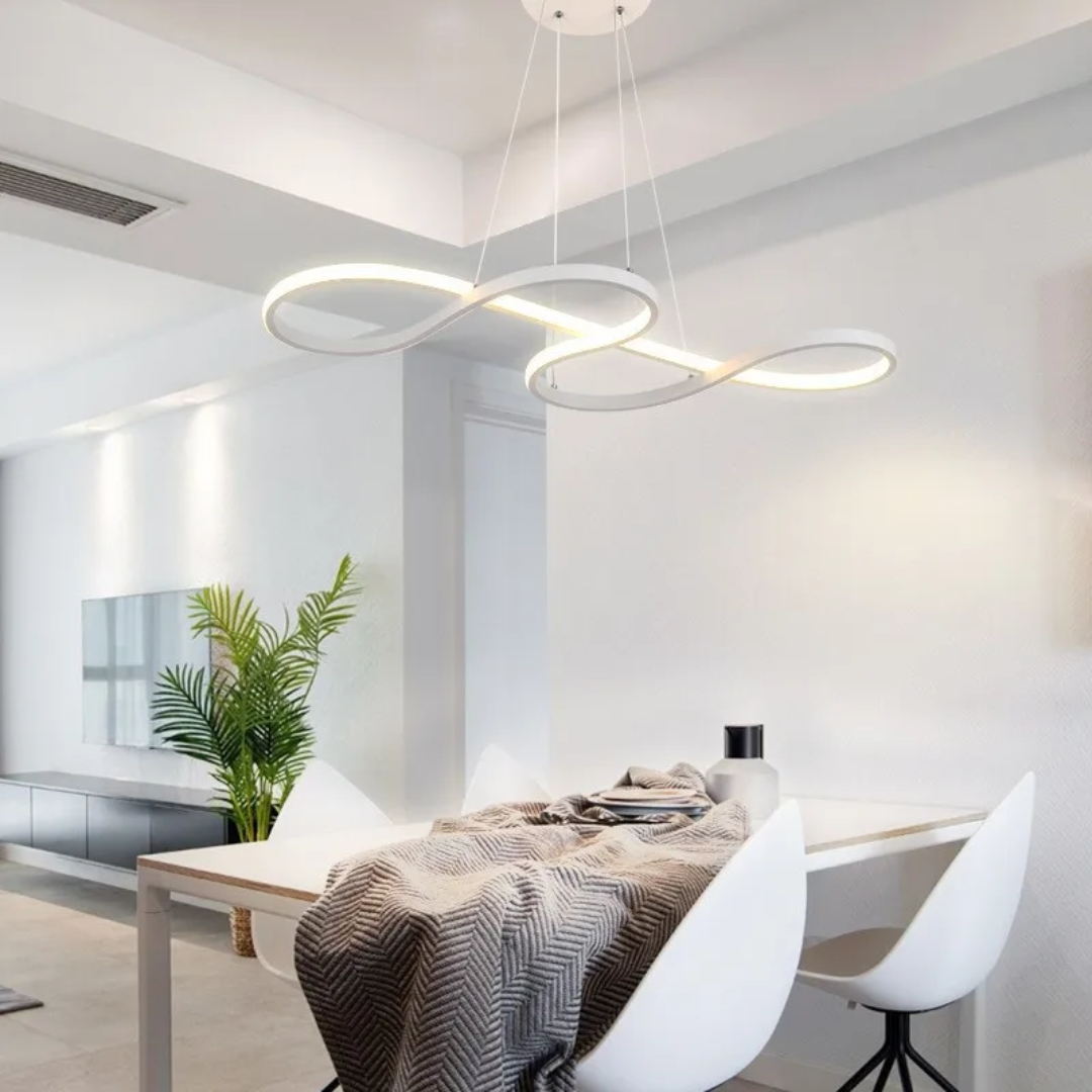 Circular Aluminum Ceiling Fixture Dimmable LED 30 in Ring Hanging Light for Dining Table Kitchen Island Modern Overhead Chandelier with Remo