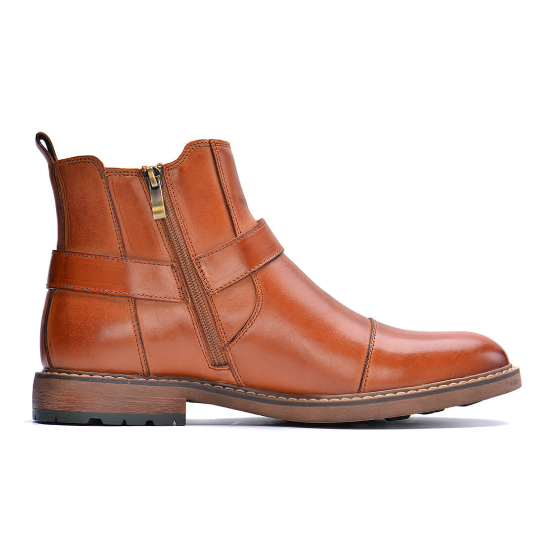 Men's Vintage Motorcycle Leather Boots – Lace-Up Ankle Boots with Sturdy Sole for Riding, Work & Everyday Wear – Moto-Inspired Footwear