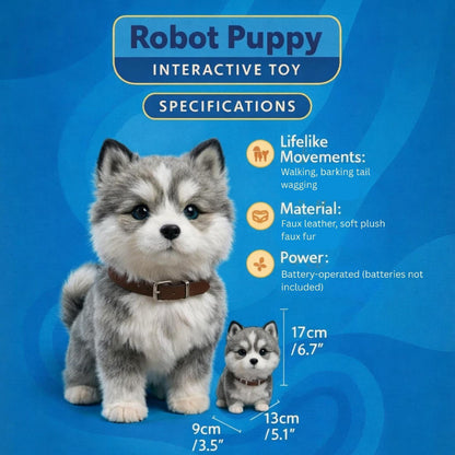 Interactive Robot Dog Toy for Kids, Walking Robot Pet with Barking Sounds and Tail Wagging, Husky Barking Dog Toy