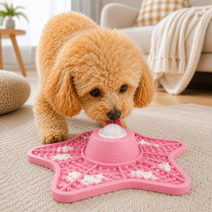Ortekor Interactive Rolling Ball Slow Feeder Lick Mat for Dogs & Cats - Keeps Fast Eaters Busy During Meals, Grooming & Frozen Treat Time
