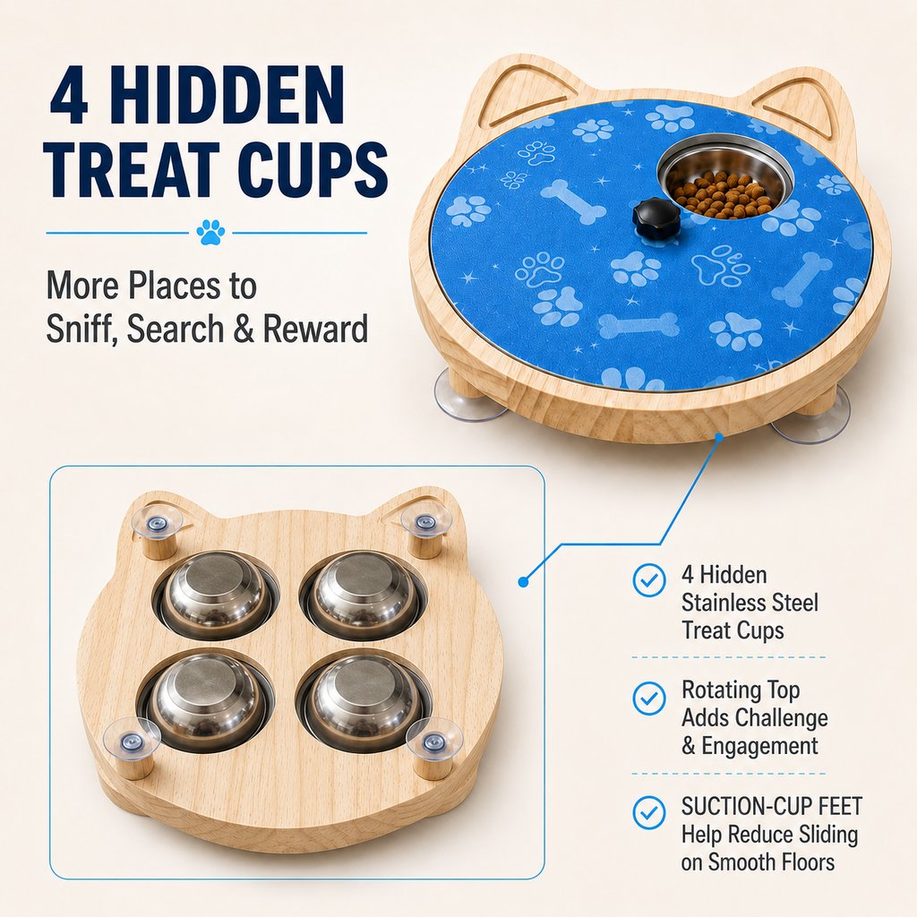 Ortekor 2-in-1 Rotating Dog Nail Scratch Board & Treat Puzzle for At-Home Front-Paw Care - Designed for Dogs That Dislike Clippers