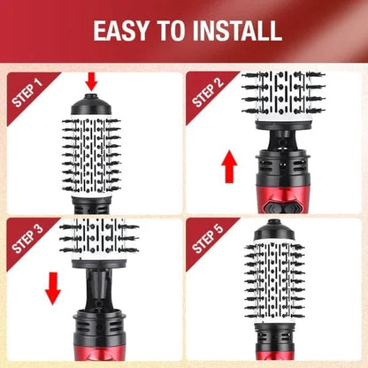 Dual-Brush Volumizing Hot Air Styler with 360° Rotation & 3 Heat Settings for All Hair Types