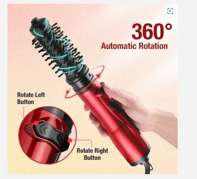Dual-Brush Volumizing Hot Air Styler with 360° Rotation & 3 Heat Settings for All Hair Types