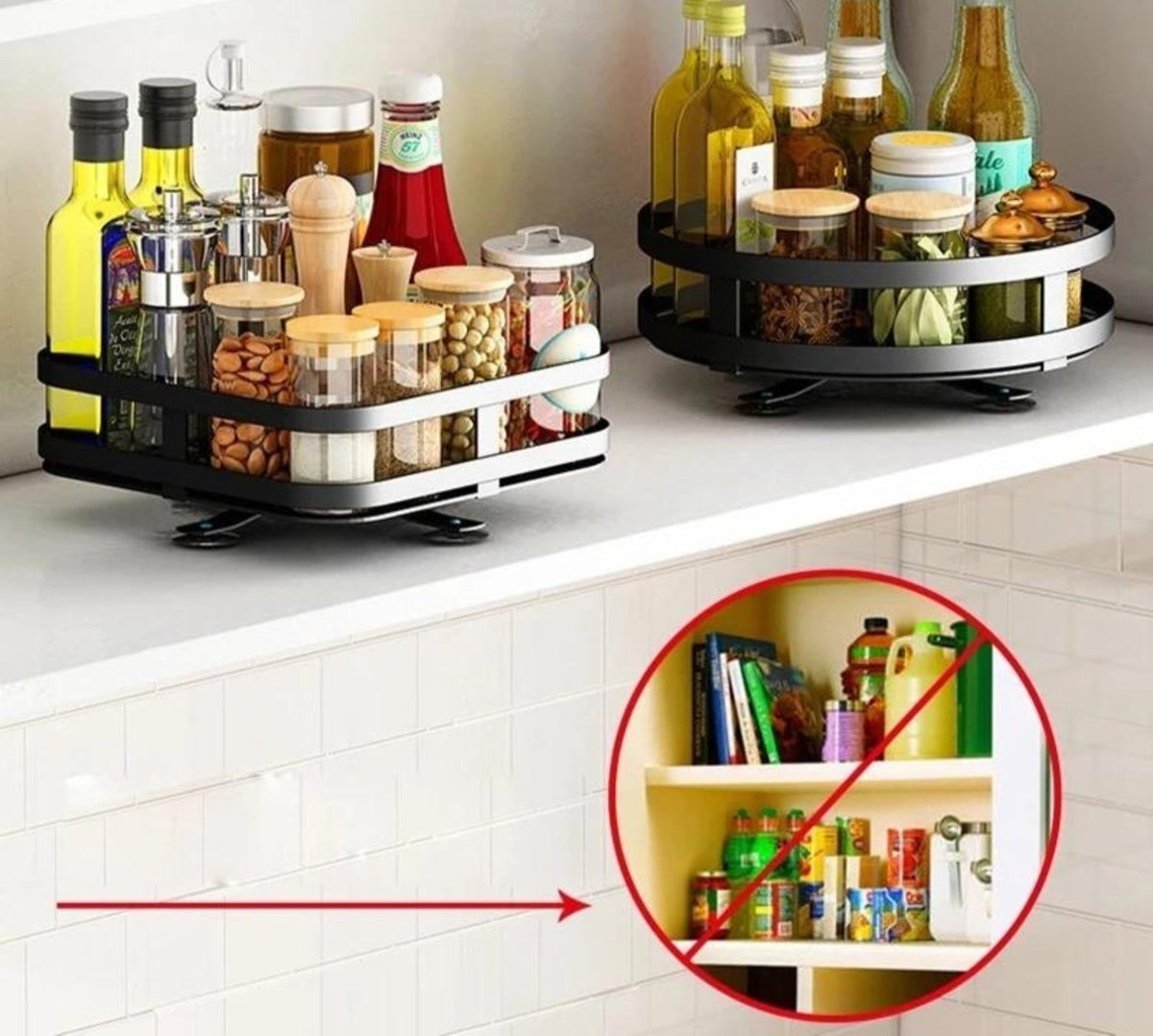 TwistRack | Rotating Storage Shelf with Adjustable Height | Space-Saving Organizer for Kitchen and Bathroom
